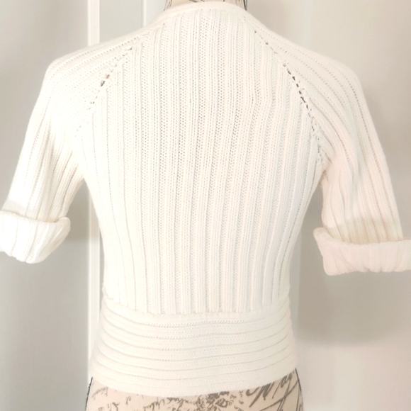 Gucci Cream Chunky Rib Knit Overlap Detail Cardigan S - Picture 2 of 12